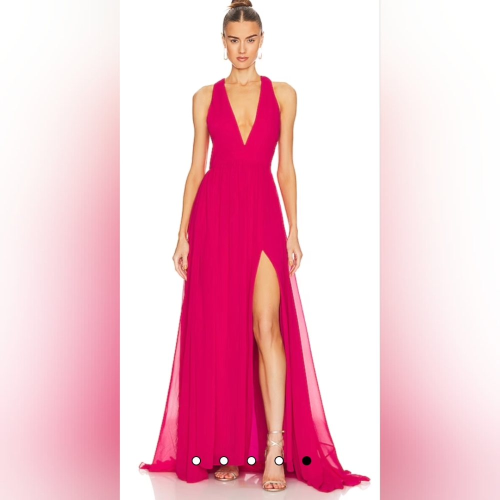 YAURA Foluke Chiffon Halter Maxi Dress Pink Size 8 New NWT